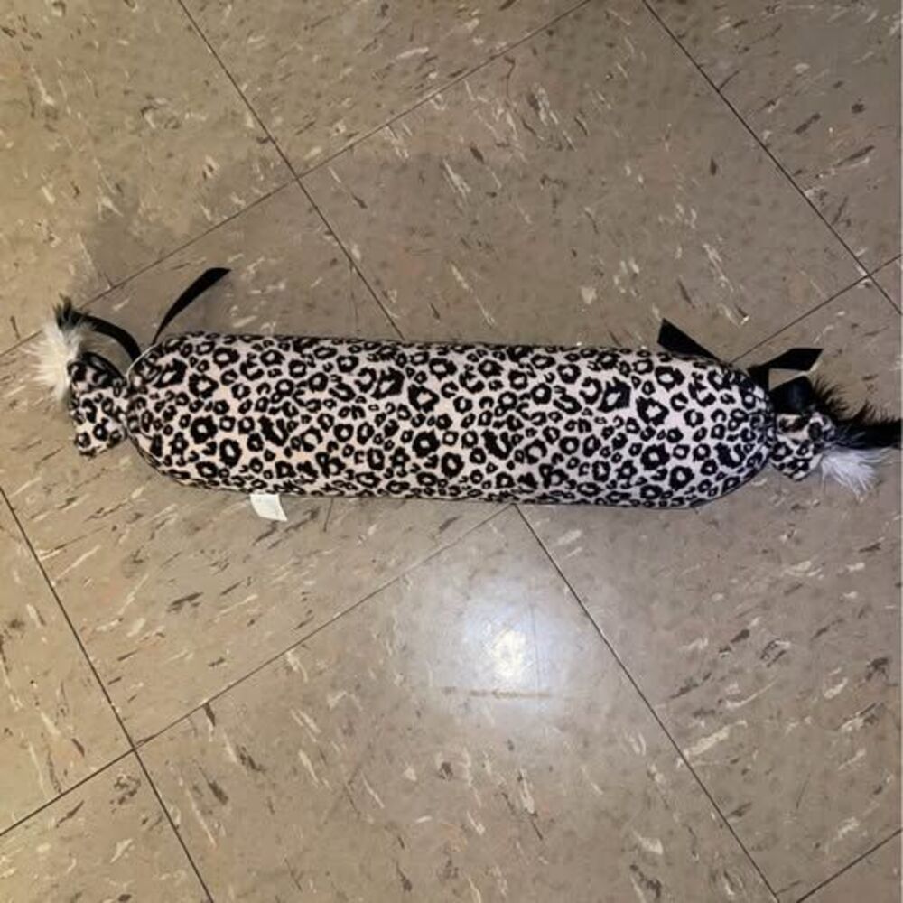 Handmade 12" Leopard Print Crinkle Cat Kicker Stick Toy with Catnip and Feathers